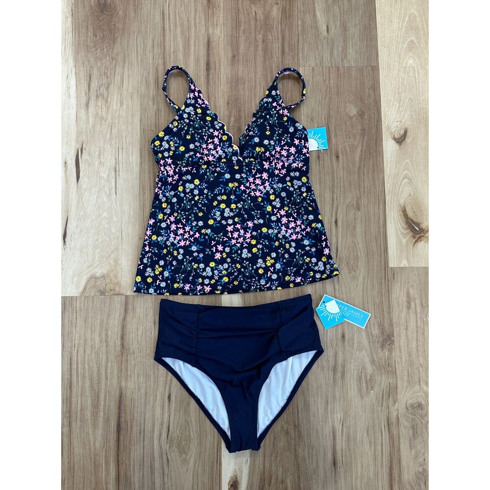 NWT Draper James Navy Floral Tankini Size Small